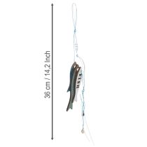 Product Wooden Fish Hanging Decorations, Blue, 36cm, 4 Pieces
