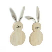 Product Wooden Rabbit with Movable Ears Brown White 11.5×27cm 2 pcs