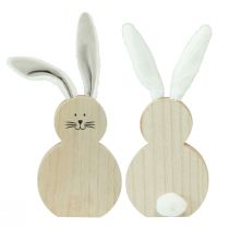 Product Wooden bunny with movable ears brown white 11.5×27cm 2pcs