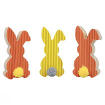 Product Wooden bunnies decorative bunnies Easter decoration yellow orange 4×8cm 6pcs