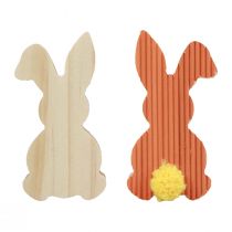 Product Wooden rabbit decoration rabbits Easter decoration yellow orange 4×8cm 6pcs