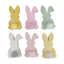 Product Wooden bunnies decorative bunnies Easter decoration wood pastel 8.5×16cm 6pcs