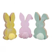 Wooden bunnies decorative bunnies Easter decoration wood pastel 8.5×16cm 6pcs