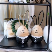 Product Easter bunnies wooden bunnies eggs Easter decoration black white Ø4.5cm 12cm 4pcs