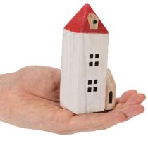 Product Deko Wooden House Set Red and White Multi-Part Winter Decoration 13 cm 6 pcs
