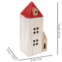 Product Deko Wooden House Set Red and White Multi-Part Winter Decoration 13 cm 6 pcs