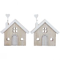 Product Wooden House Decorative House Table Stand Wood 16.5cm 2 pcs