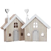 Wooden house decorative house table stand wood 16.5cm 2pcs