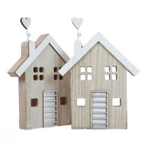 Wooden house decorative house table stand wood 20cm 2pcs