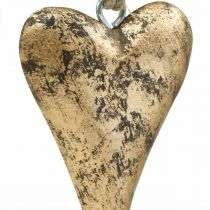 Wooden heart gold effect, Valentine&#39;s Day, wedding decoration 10 × 7cm