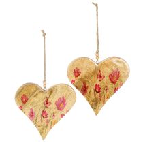 Product Wooden Hearts for Hanging Flowers Natural Pink H18cm 2 Pcs