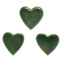 Product Wooden hearts decorative hearts green glossy wood 4.5 cm 8 pcs