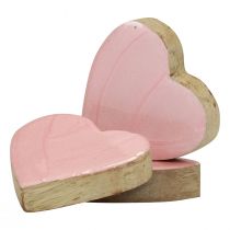 Product Wooden hearts decoration hearts light pink gloss table decoration 4.5 cm 8 pcs