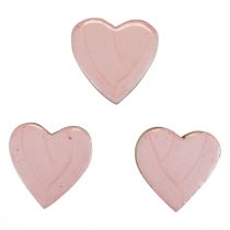 Product Wooden hearts decorative hearts light pink gloss table decoration 4.5cm 8pcs