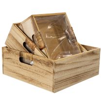 Product Set of 3 Wooden Crates with Chalkboard and Inserts – 30cm