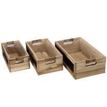 Product Set of 3 Wooden Crates with Blackboard Panels and Plastic Lining, 36 cm
