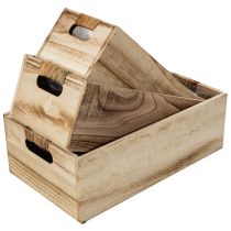 Product Set of 3 Wooden Crates with Blackboard Panels and Plastic Lining, 36 cm