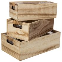 Product Set of 3 Wooden Crates with Blackboard Panels and Plastic Lining, 36 cm