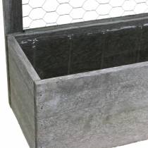 Planter box wood with tin roof and rabbit wire washed gray 38 × 13.5cm H34cm
