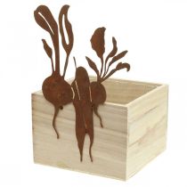 Plant box wood with rust decoration vegetable cachepot 17×17×12cm