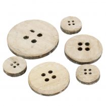 Deco button made of white washed wood 15pcs