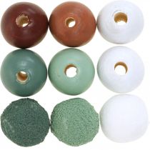 Product Wooden beads wooden balls for handicrafts sorted green Ø3cm 36pcs