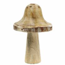 Wooden mushroom natural / white H20cm