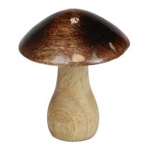 Product Wooden mushroom decoration natural brown gloss effect Ø10cm H12cm