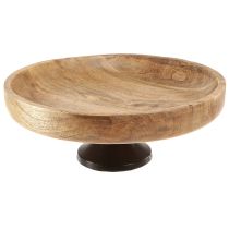 Product Wooden bowl with base decorative bowl wood natural black Ø25cm