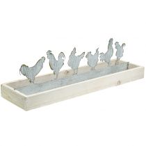 Wooden tray with figurines Cocks 46cm