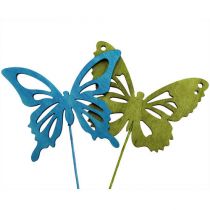 Product Wooden butterfly with wire colorful assorted 8cmx6cm L28cm 18 pcs