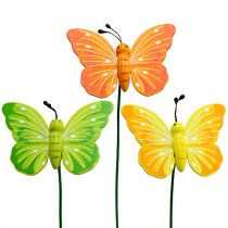 Product Wooden butterflies on the stick 3-colored assorted 8cm 24pcs