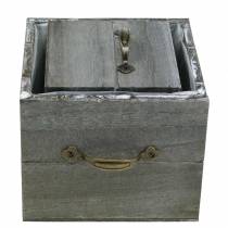 Product Planter wooden drawer washed gray 15×15cm/12×12cm set of 2