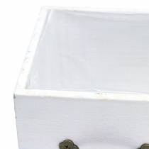 Product Planter wooden drawer white 15x15/12x12cm set of 2