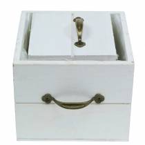Product Planter wooden drawer white 15x15/12x12cm set of 2