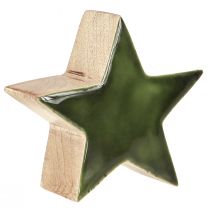 Product Wooden star green natural star mango wood table decoration Ø10cm 3 pcs