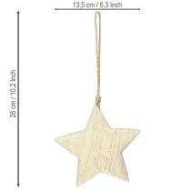 Product Wooden star, natural wood Christmas ornament, Ø13.5cm