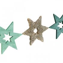 Product Scattered wood star green, glitter poinsettia mix 4cm 72pcs