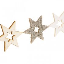 Product Scattered wood star natural, glitter, white 4cm assorted 72pcs