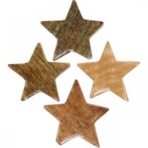Product Wooden Stars Scatter Decoration Star Christmas Natural Shine H5cm 12 Pcs