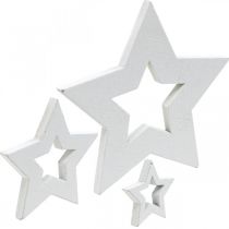 Product Wooden stars white scattered decoration Christmas 3/5/7cm 48p