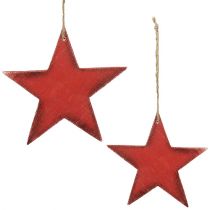 Product Wooden stars to hang 16.5cm / 20cm red 6pcs