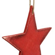 Product Wooden stars to hang 16.5cm / 20cm red 6pcs