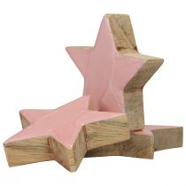 Product Wooden stars decoration stars Christmas decoration pink gloss Ø5cm 8pcs