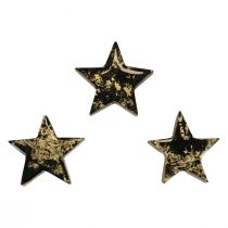 Product Wooden stars Christmas black gold shine Ø5cm 8pcs