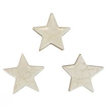 Product Wooden stars decorative stars white gold crackle wood Ø5cm 8pcs