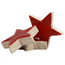 Product Wooden Stars Decoration Stars Red Scatter Decoration Gloss Effect Ø5cm 12 Pcs