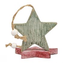 Wooden stars decorative stars for hanging vintage decoration Ø6.5cm 10pcs