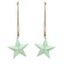 Product Wooden Stars for hanging Light green 7,5cm 4pcs