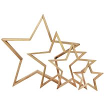 Wooden stars wooden decoration wooden decorative stars 16.5–46.5cm set of 4